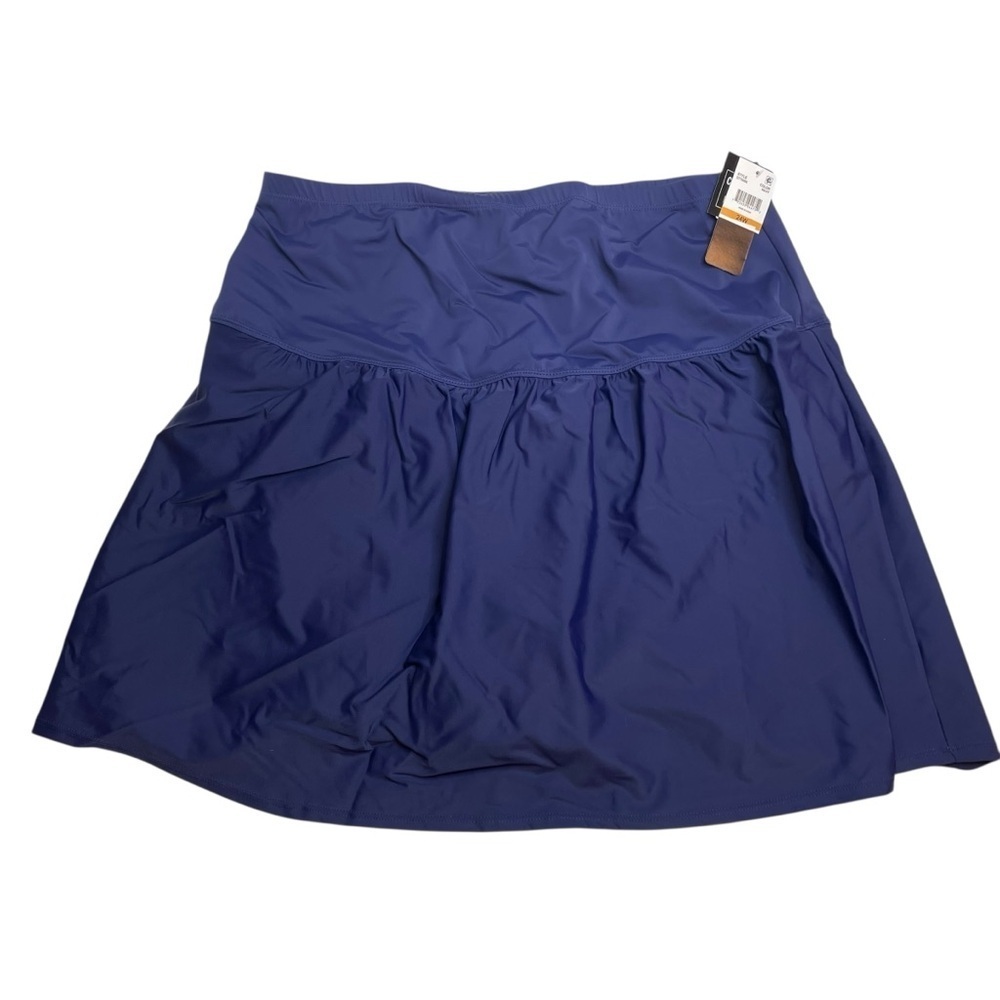 Island Escape Plus Size Tummy Control Swim Skirt Navy Blue 24W New with Tags
